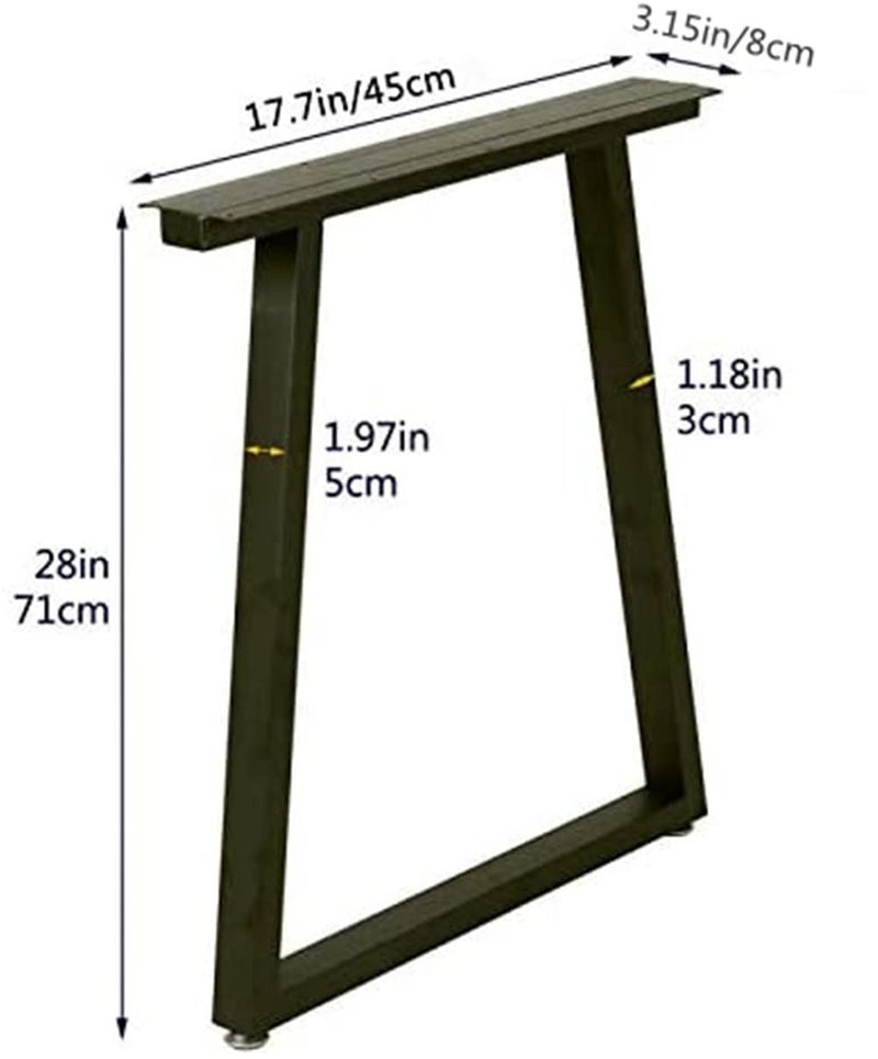 TIEOU Metal Legs for Table Trapezoid Shape 28" H Tall Industrial Table Legs Heavy Duty Metal Desk Legs Set of 2,Black - Image 5